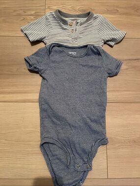 Cat & Jack Blue Striped Baby Bodysuit Set